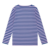 BIRKHOLM Stribet Rib Bluse Kobolt Blå & Baby Lyserød